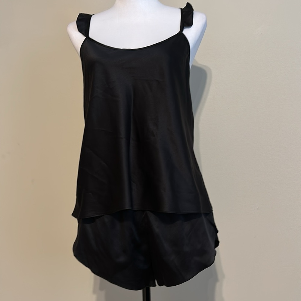 Venus black satin cami set